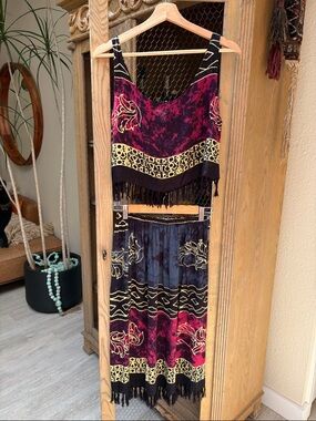 Vintage Iguana Club Batik Print Tank and Skirt Set
